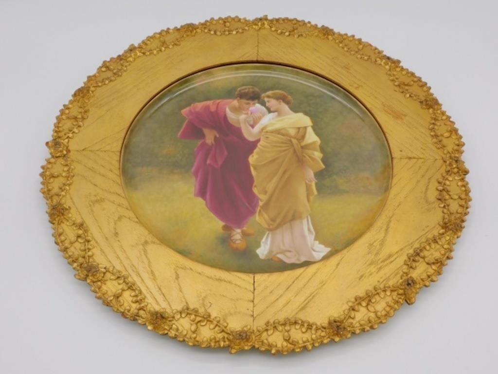 HAND PAINTED AUSTRIAN PORCELAIN PLAQUE,