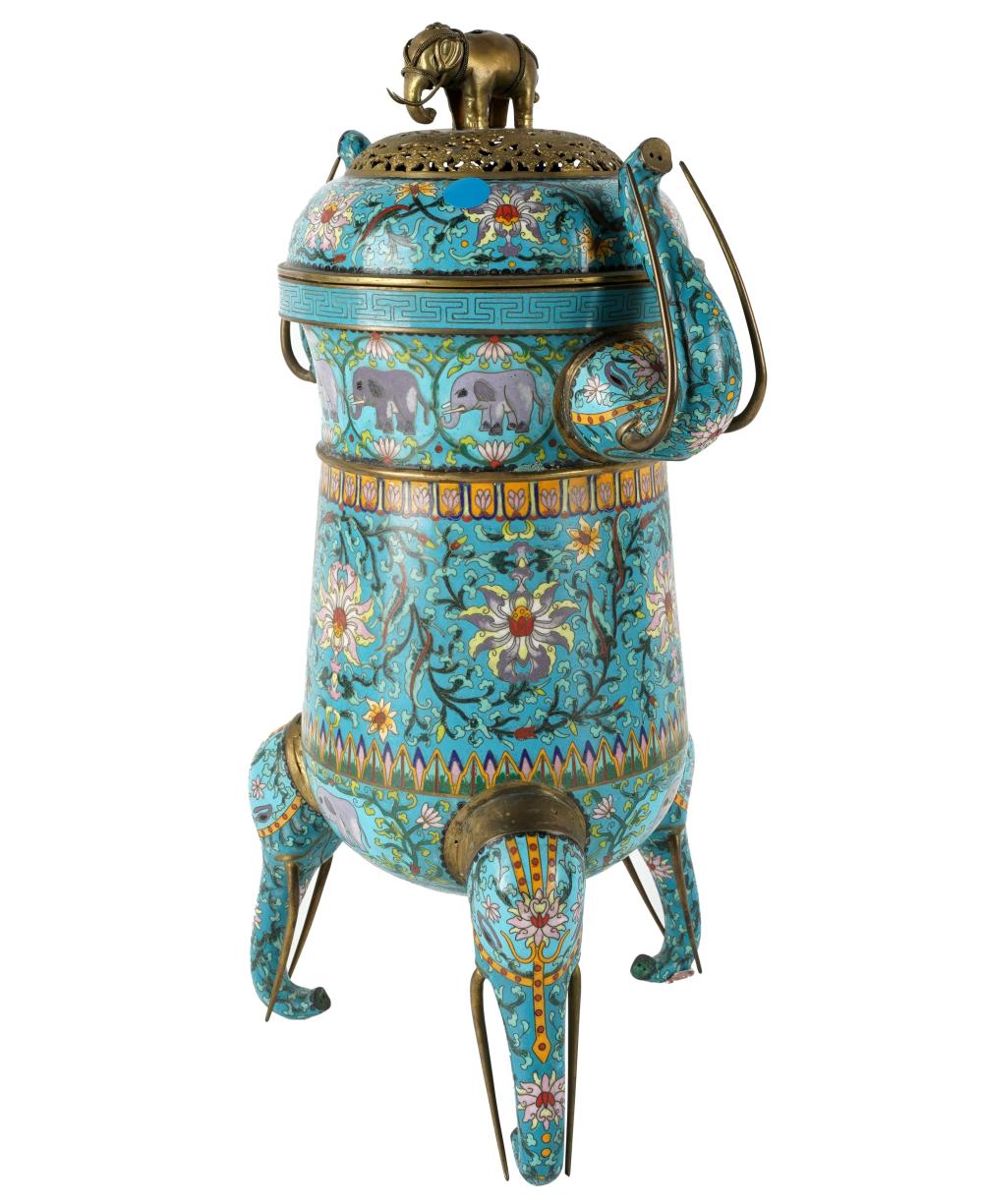 CHINESE CLOISONN CENSERbrass 30316e