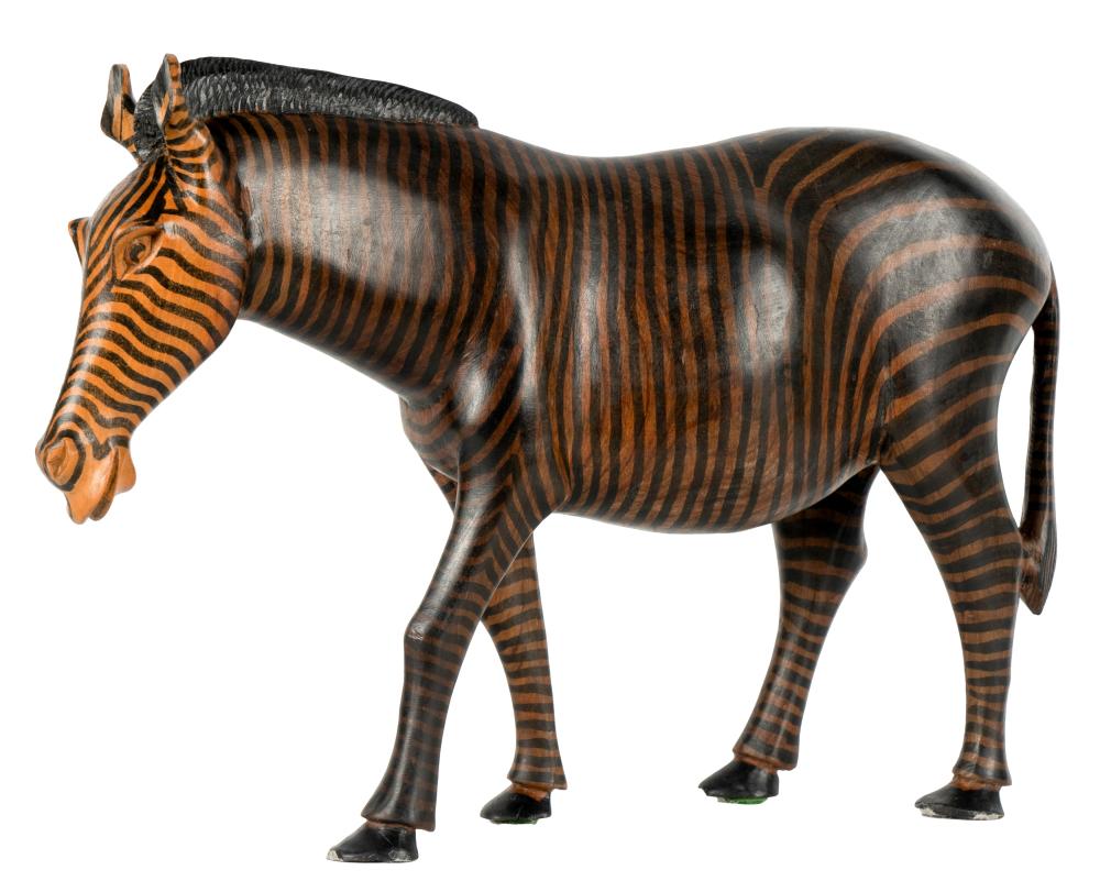 AFRICAN PAINTED CARVED WOOD ZEBRA 3031b3