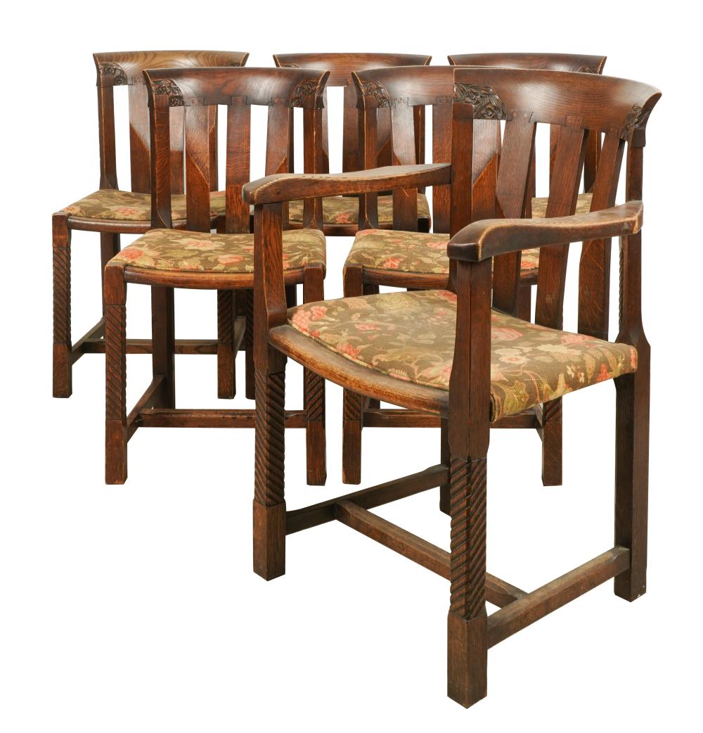 SIX ARTS AND CRAFTS OAK DINING