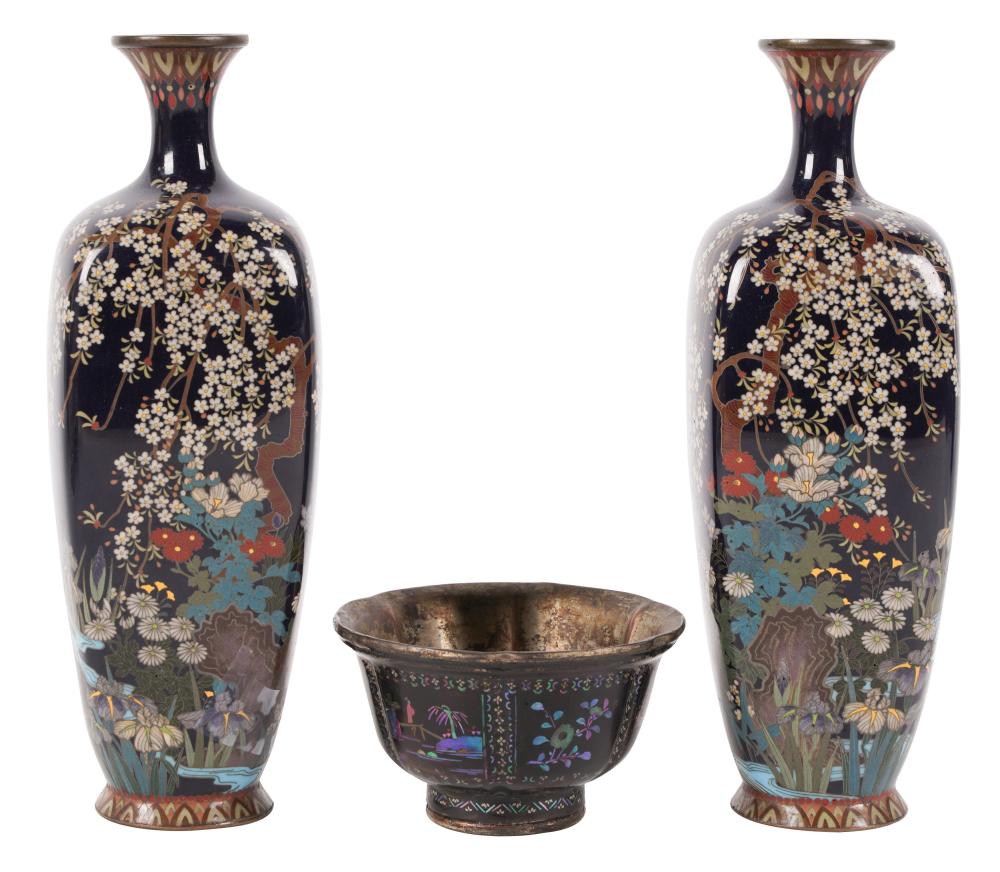 THREE PIECES OF CHINESE CLOISONNEcomprising