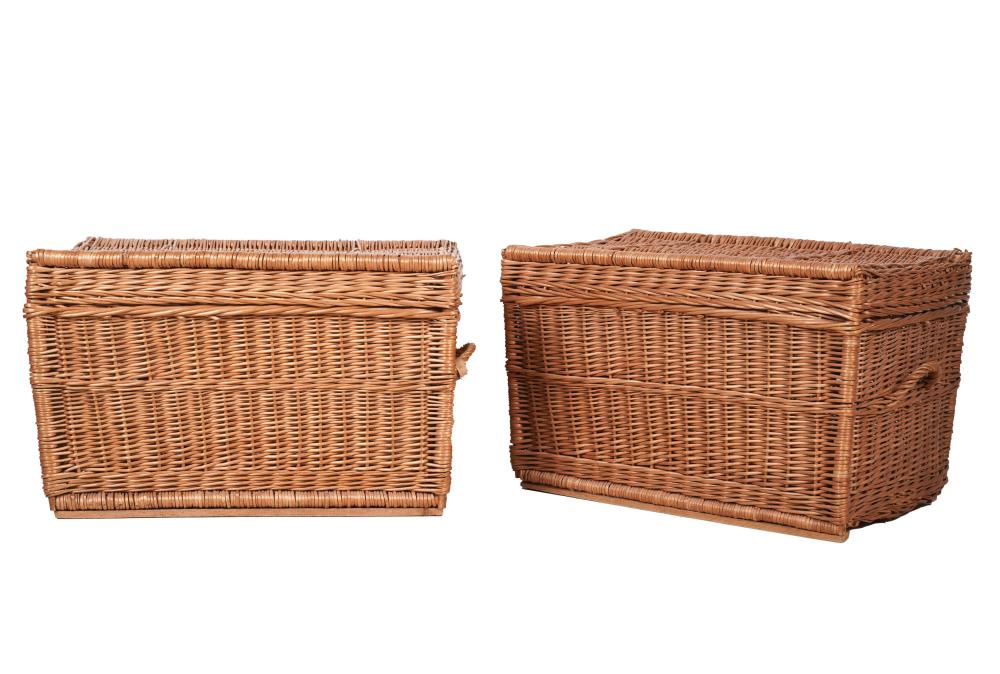 PAIR OF RECTANGULAR WICKER BASKETSeach 303246