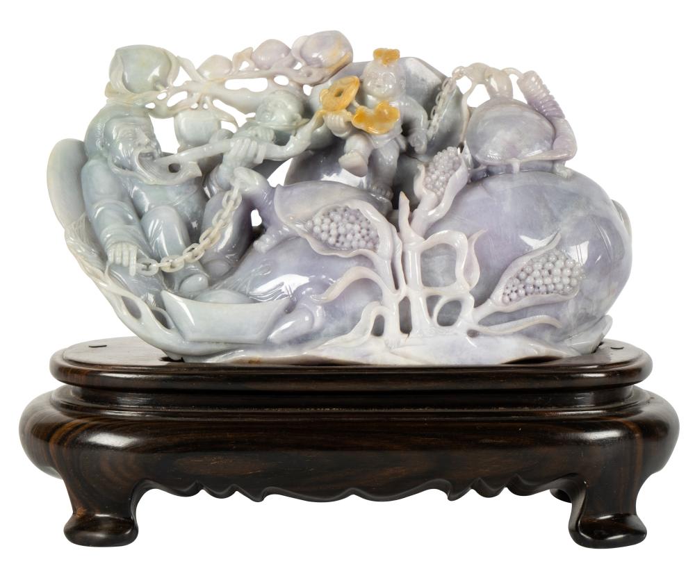 CHINESE CARVED STONE FIGURAL GROUPon