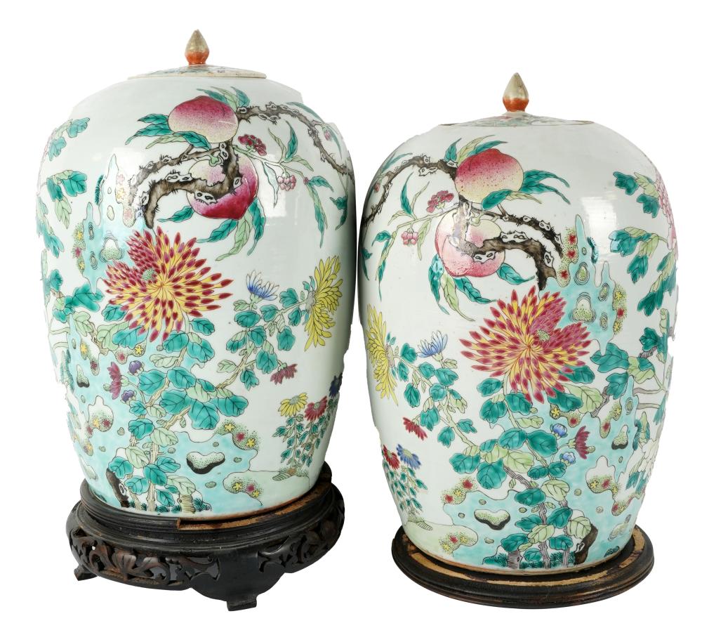 TWO CHINESE PORCELAIN COVERED JARSunmarked  30325b