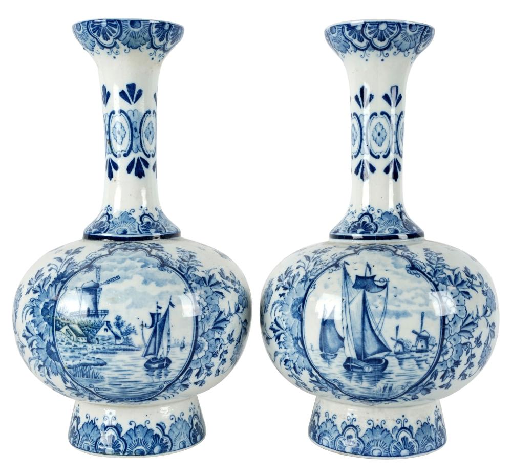 PAIR OF DELFT POTTERY VASESeach 303255