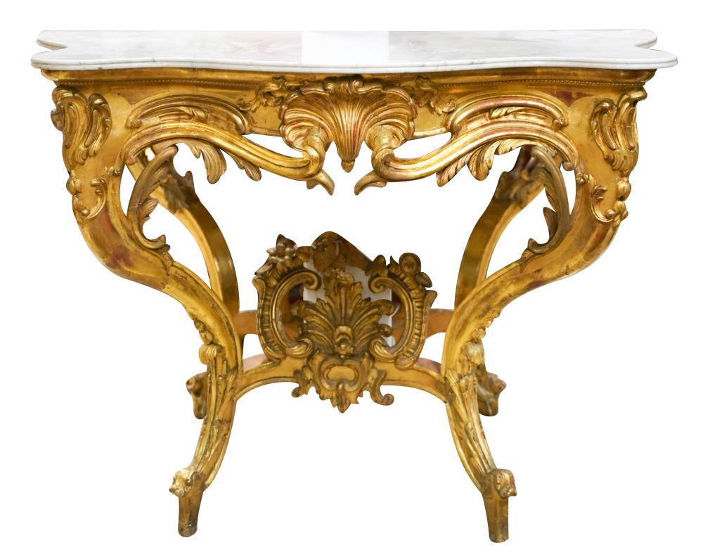 ROCOCO-STYLE MARBLE AND GILTWOOD