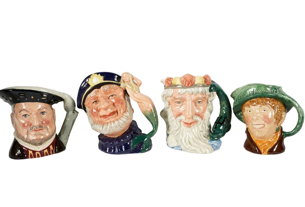 FOUR ROYAL DOULTON TOBY MUGSeach