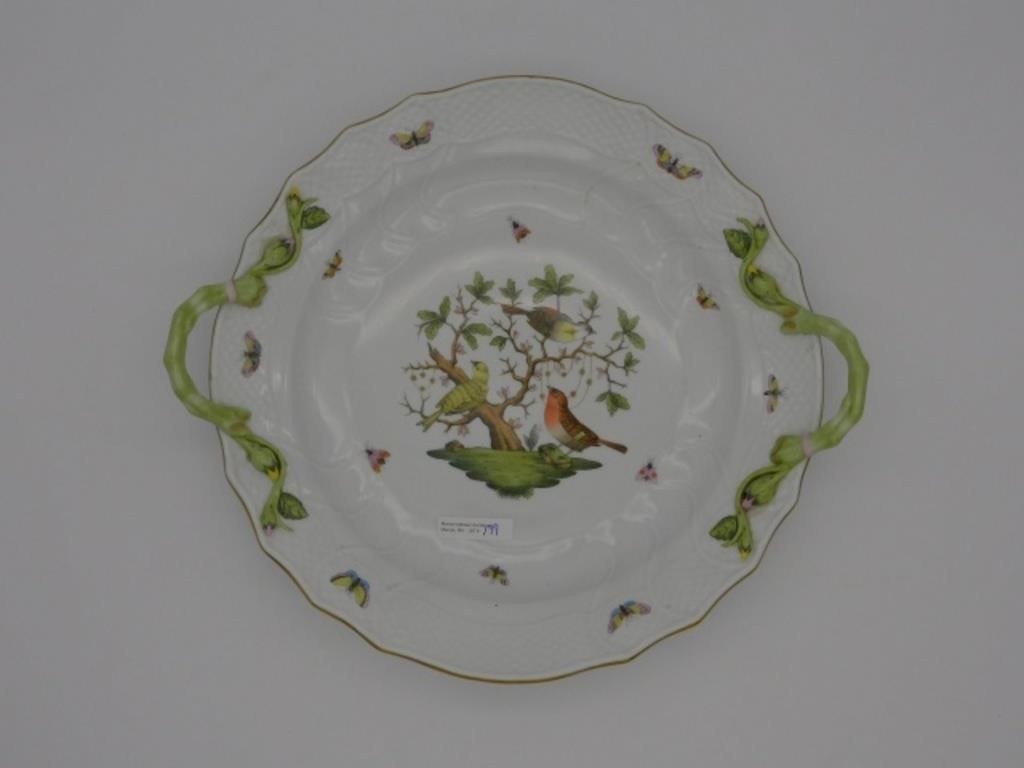 HEREND PORCELAIN HANDLED TRAY.