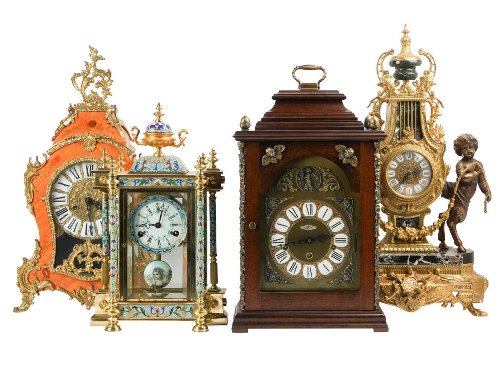 FOUR ASSORTED CLOCKSthe wooden