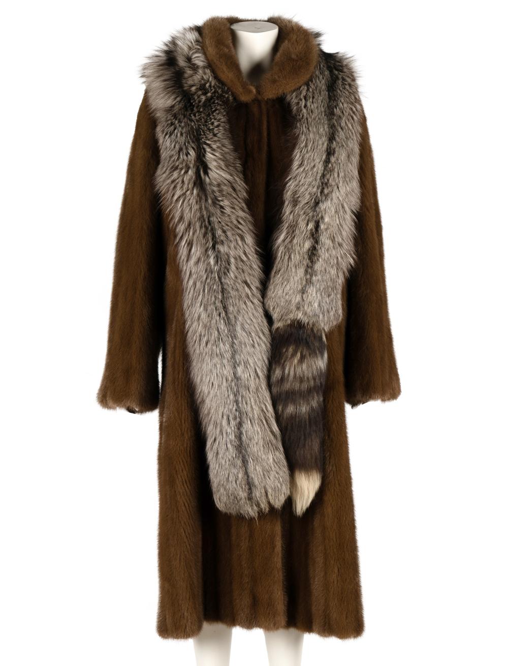 FUR COAT AND WRAP (TWO PIECES)with