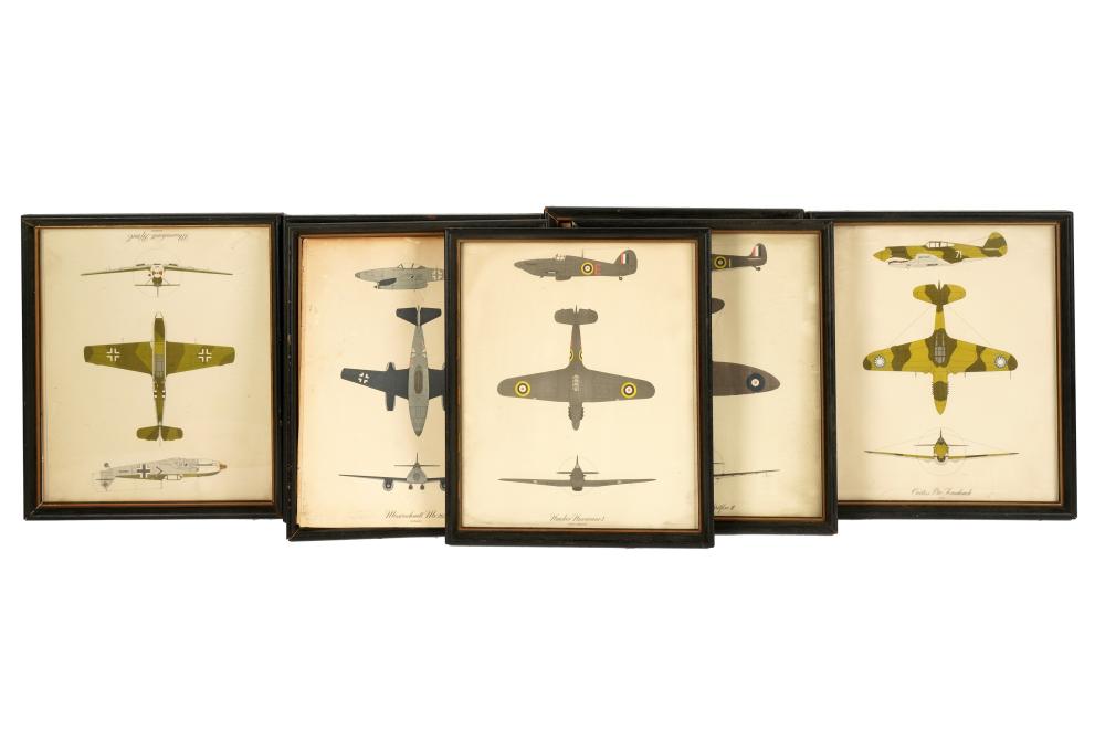 COLLECTION OF WWII AIRPLANE PRINTScomprising
