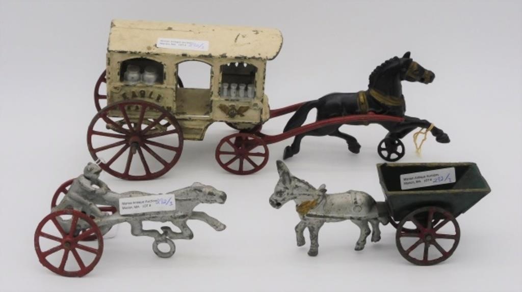 (3) CAST IRON HORSE AND DONKEY