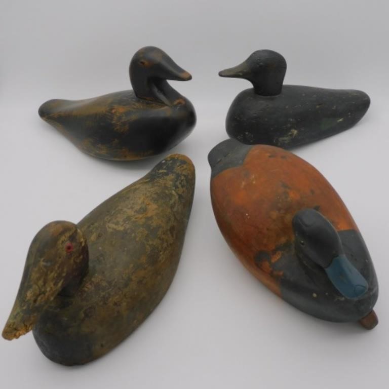 (4) CARVED AND PAINTED DECOYS TO INCLUDE: