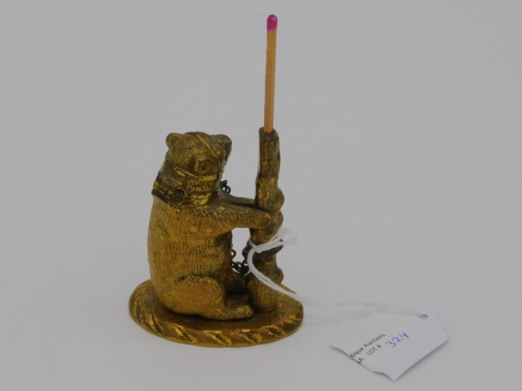 GILT BRASS FIGURAL BEAR BAITING MATCH