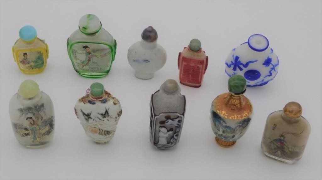  10 SNUFF BOTTLES INCLUDING PEKING 30335e