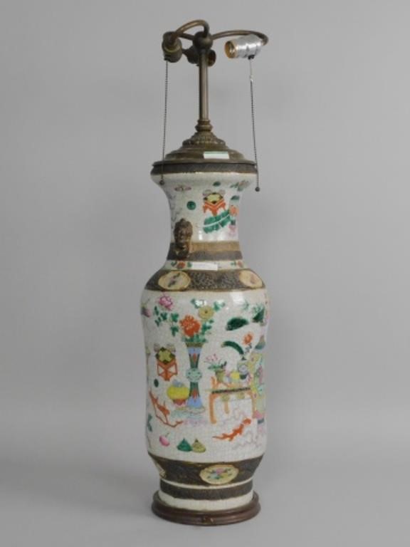 CHINESE PORCELAIN LAMP, 19TH C. VASE