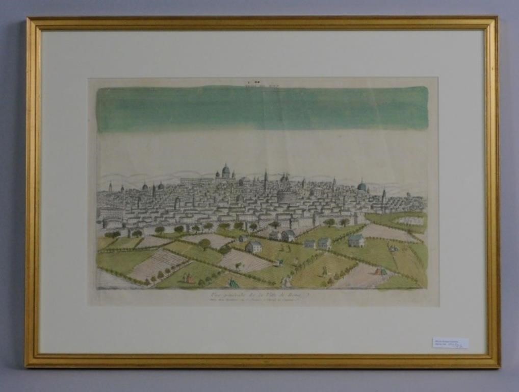 HAND COLORED VIEW OF ROME, 17TH/18TH