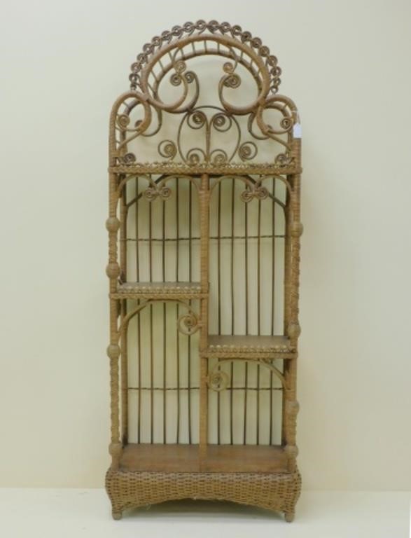 VICTORIAN WICKER ETAGERE, CA. 1890.