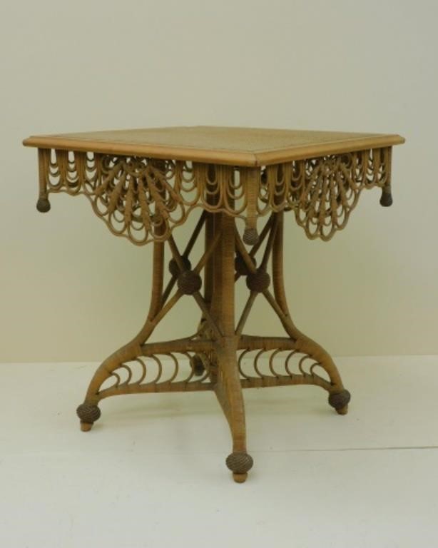 VICTORIAN WICKER TABLE, CA. 1880. PRESSED