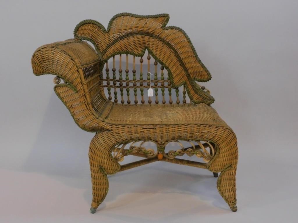 VICTORIAN WICKER RECAMIER, CA.