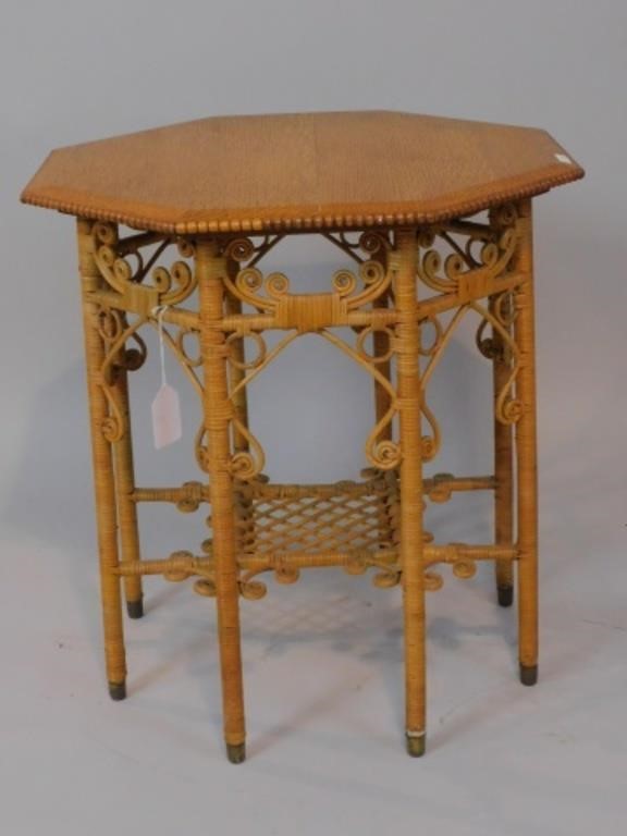 VICTORIAN WICKER TABLE, CA. 1890.