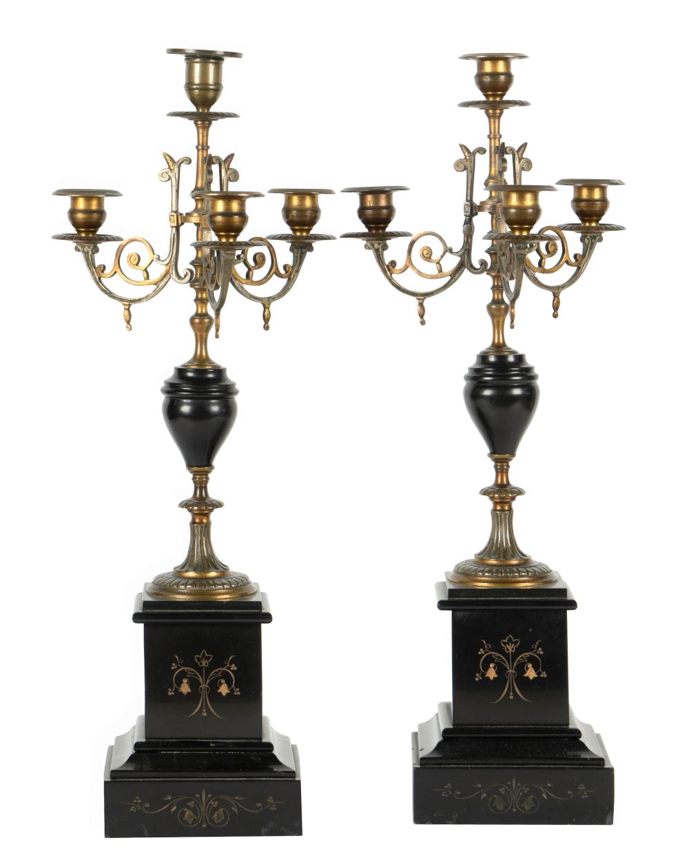 PAIR OF BAROQUE-STYLE BRASS AND