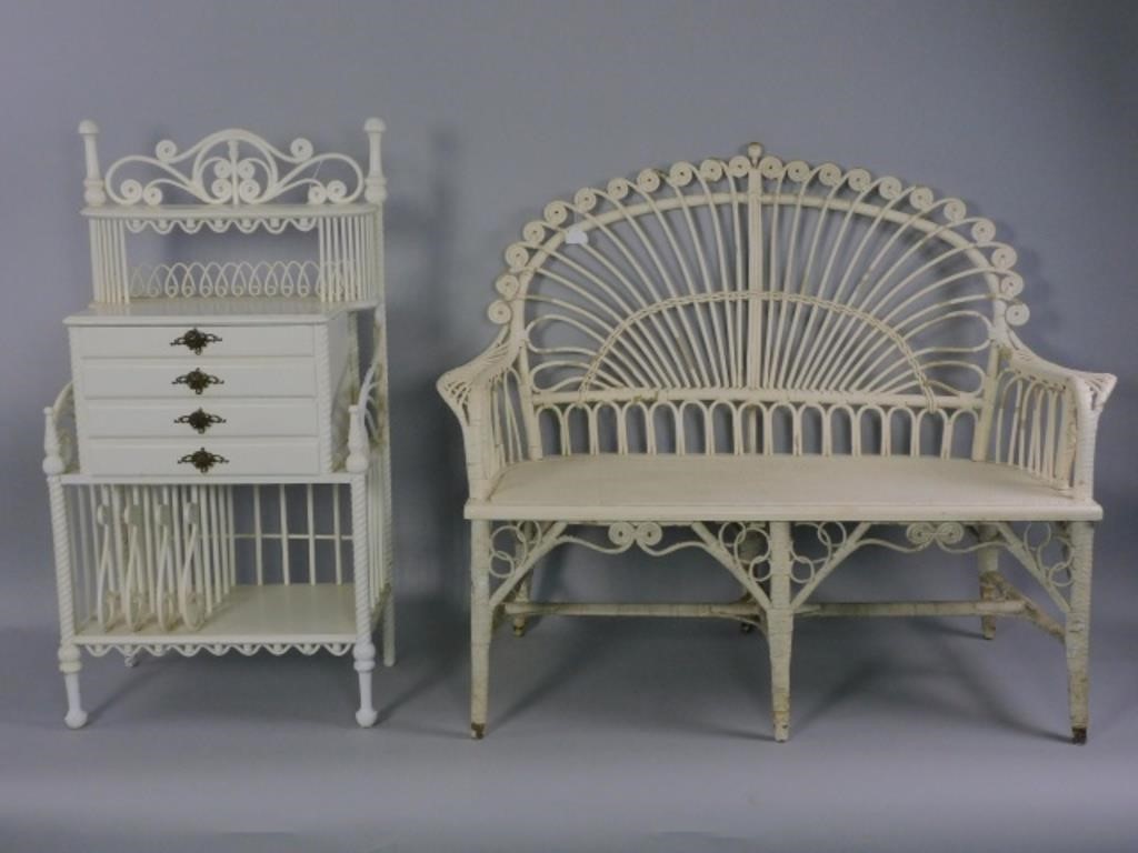 VICTORIAN WICKER SETTEE AND MUSIC