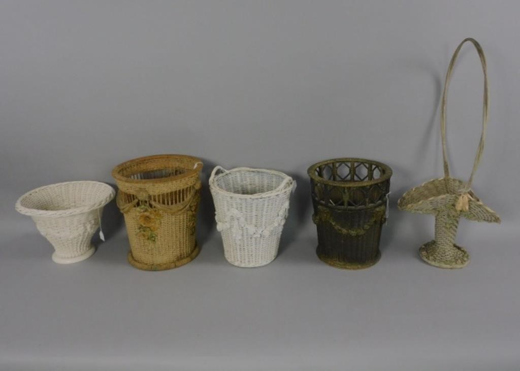  5 ANTIQUE WICKER BASKETS TO 303464