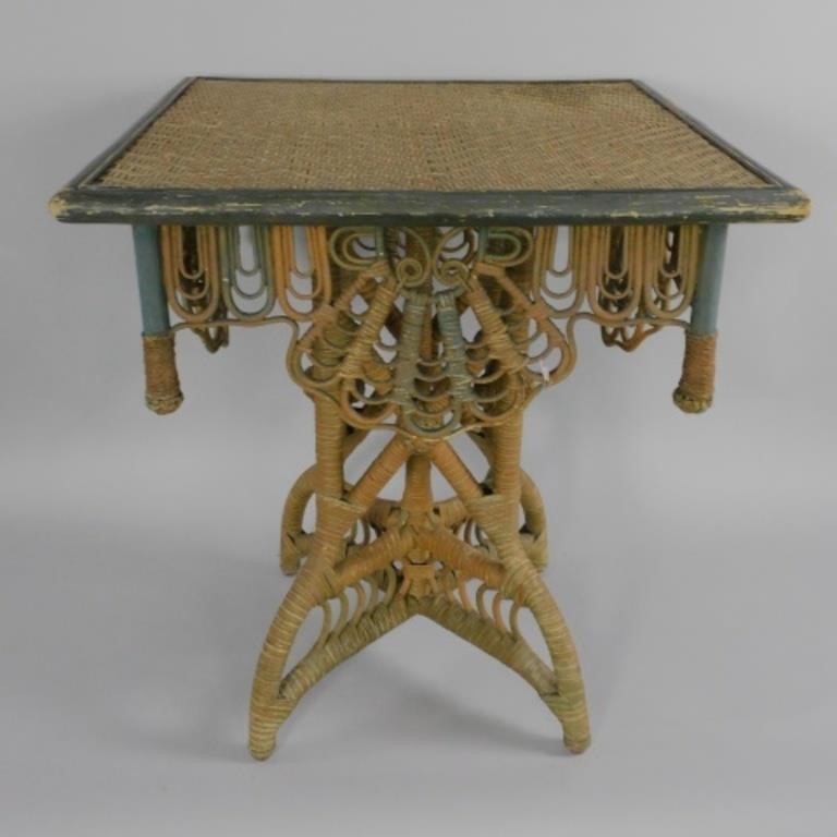 VICTORIAN WICKER TABLE, CA. 1880.