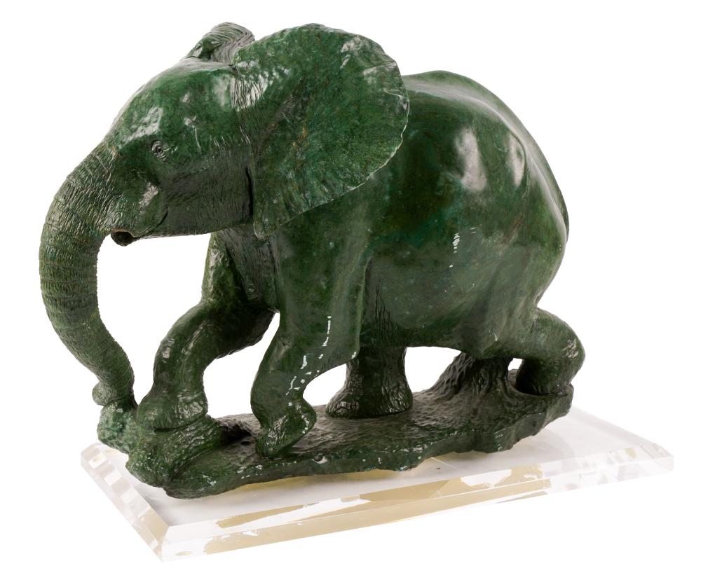 AFRICAN VERDITE SCULPTURE OF AN ELEPHANTloose