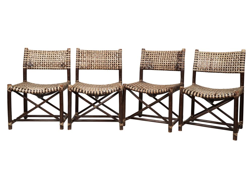 SET OF FOUR MCGUIRE DINING CHAIRSwood