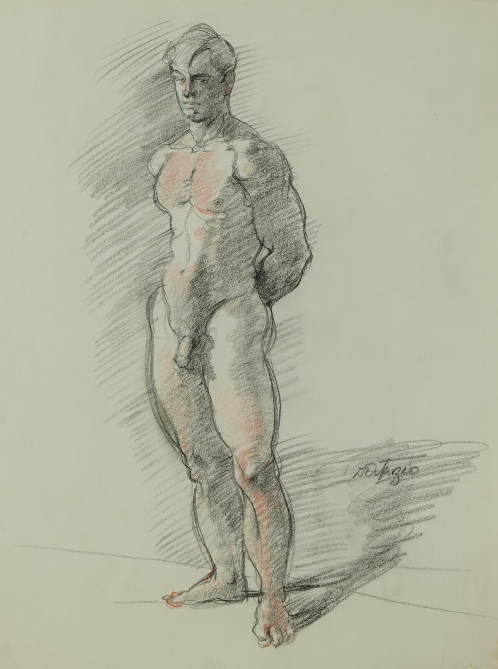 ARTIST UNKNOWN: NUDE MALE FIGUREpencil