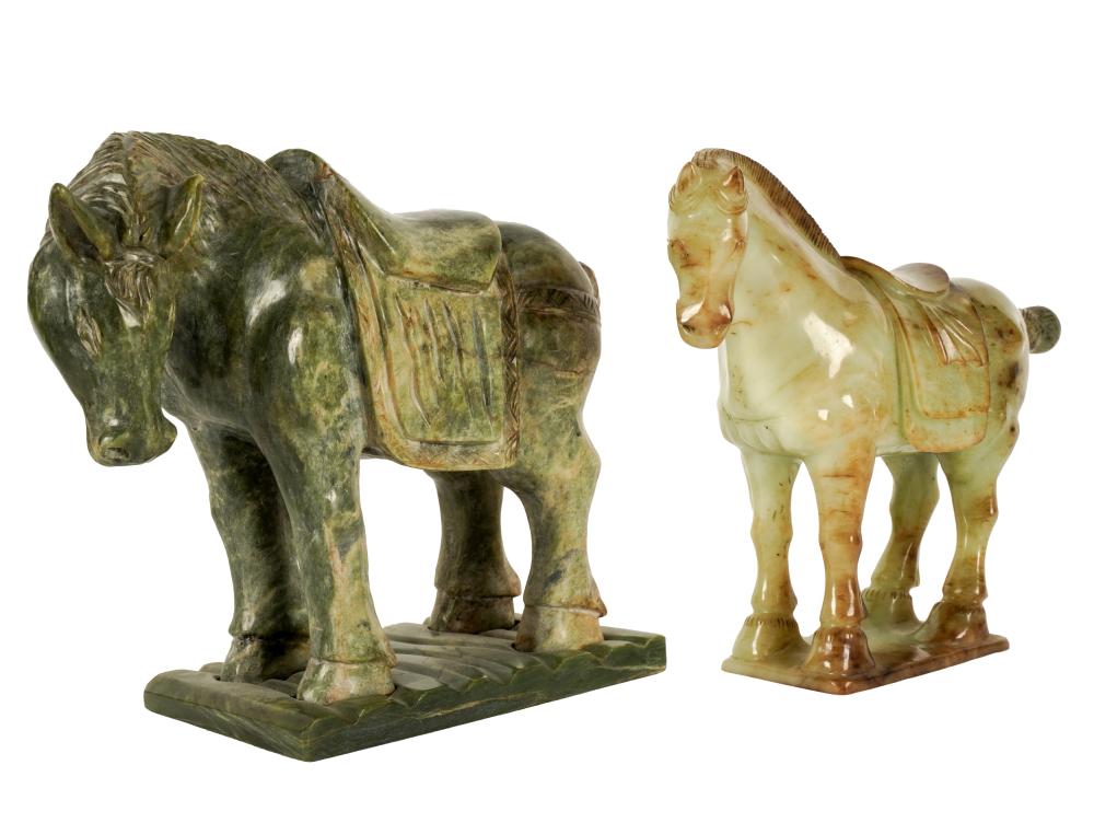 TWO ASSORTED STONE CARVED HORSESunsigned 30355e