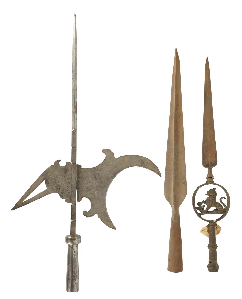 THREE ASSORTED SPANISH METAL SPEAR