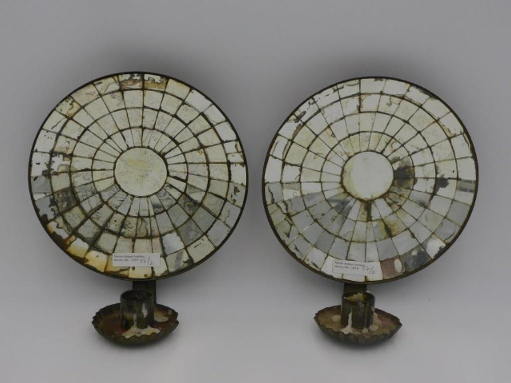 A PAIR OF MIRRORED TIN WALL SCONCES  3035d2