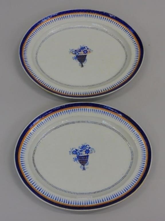 CHINESE EXPORT PORCELAIN PLATTERS.