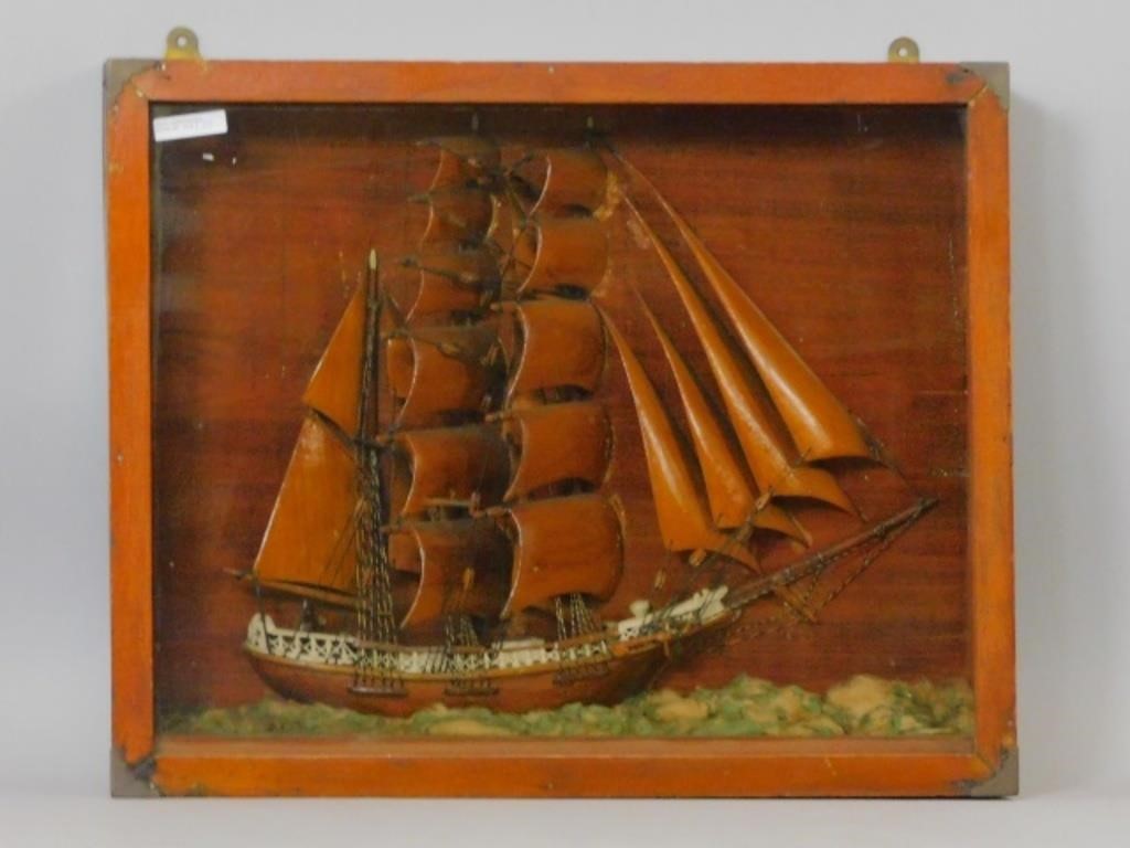 SHIP DIORAMA. EARLY 20TH C. DEPICTING