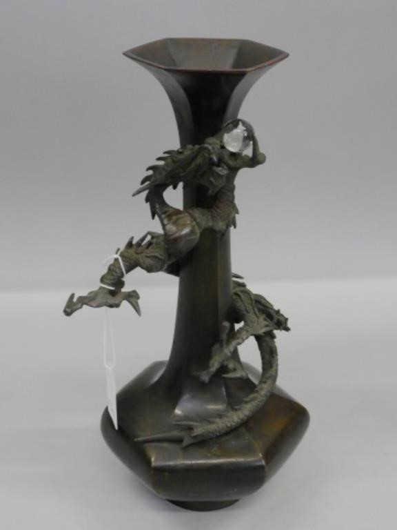 MEIJI PERIOD BRONZE VASE. LATE 19TH