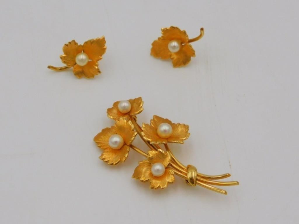 3-PIECE 14KT. YELLOW GOLD PIN AND