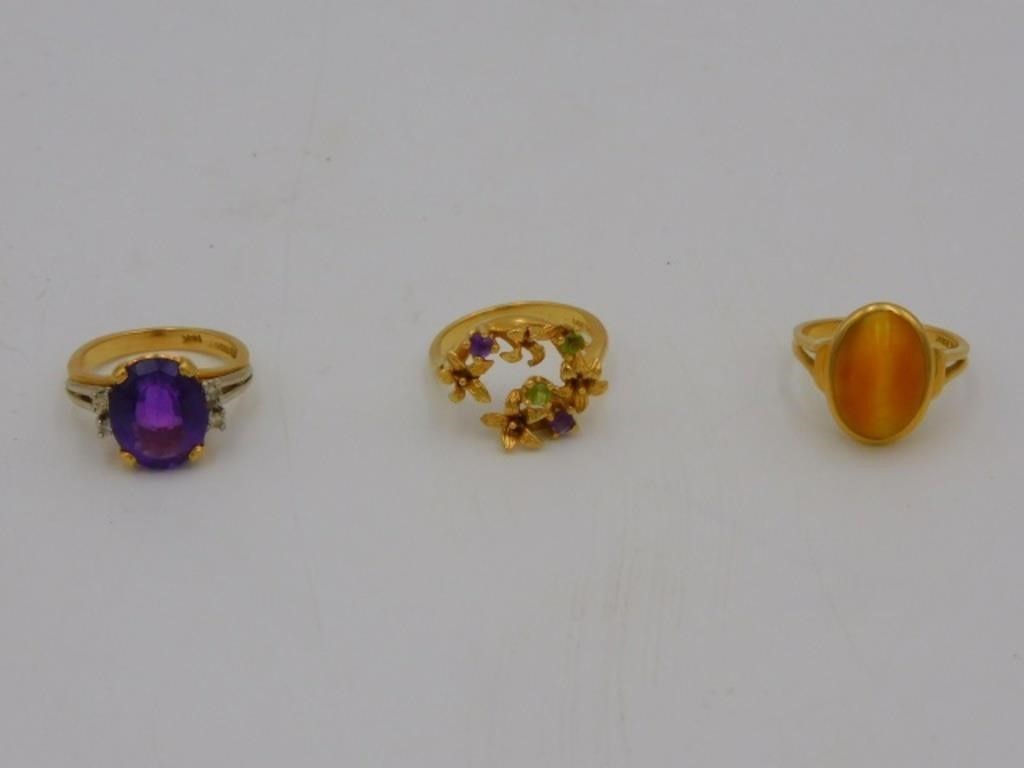 3 14KT YELLOW GOLD RINGS TO 3036a0
