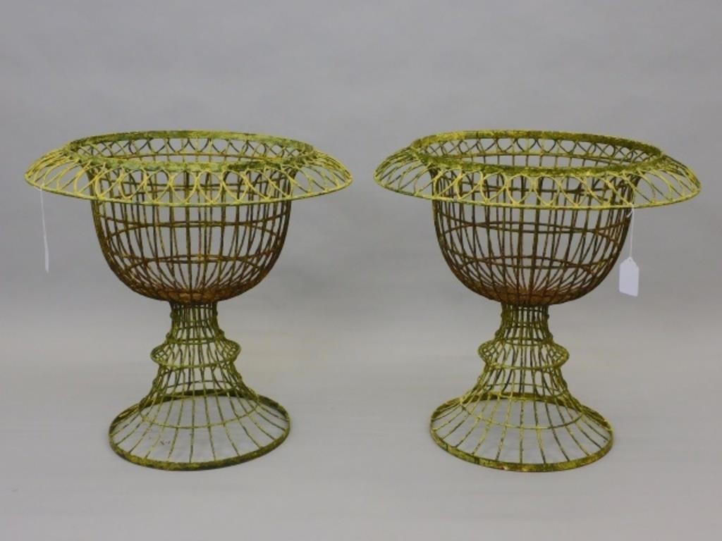 PAIR OF FRENCH WIRE URNS 20TH 3036b9