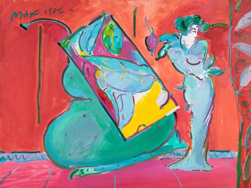 PETER MAX B 1937 LADY ON REDPeter 30375c