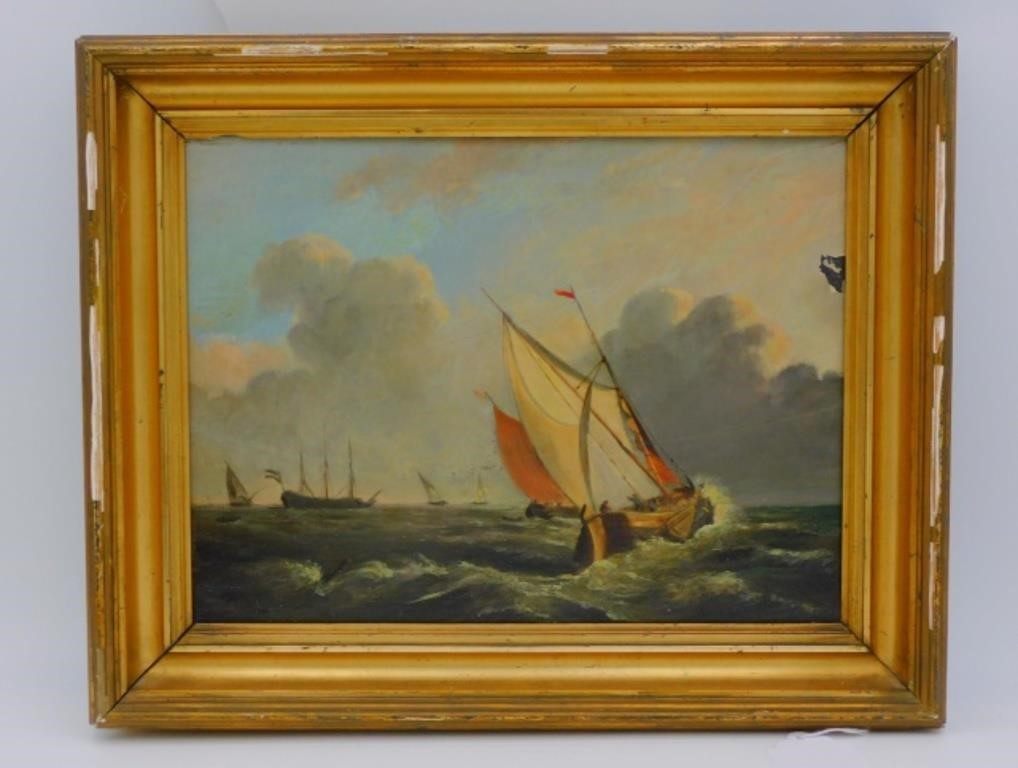 DUTCH PAINTING OF SHIPS AT SEA  30379c