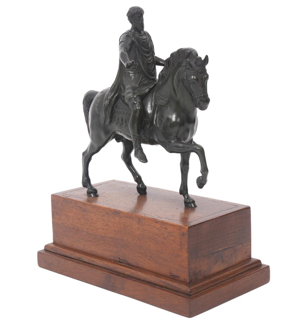 19TH C. BRONZE FIGURE ON A HORSE19th