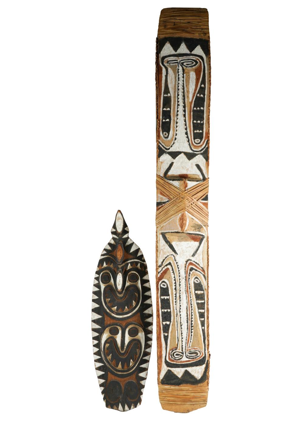 TWO NEW GUINEA CEREMONIAL SHIELDScarved 301102