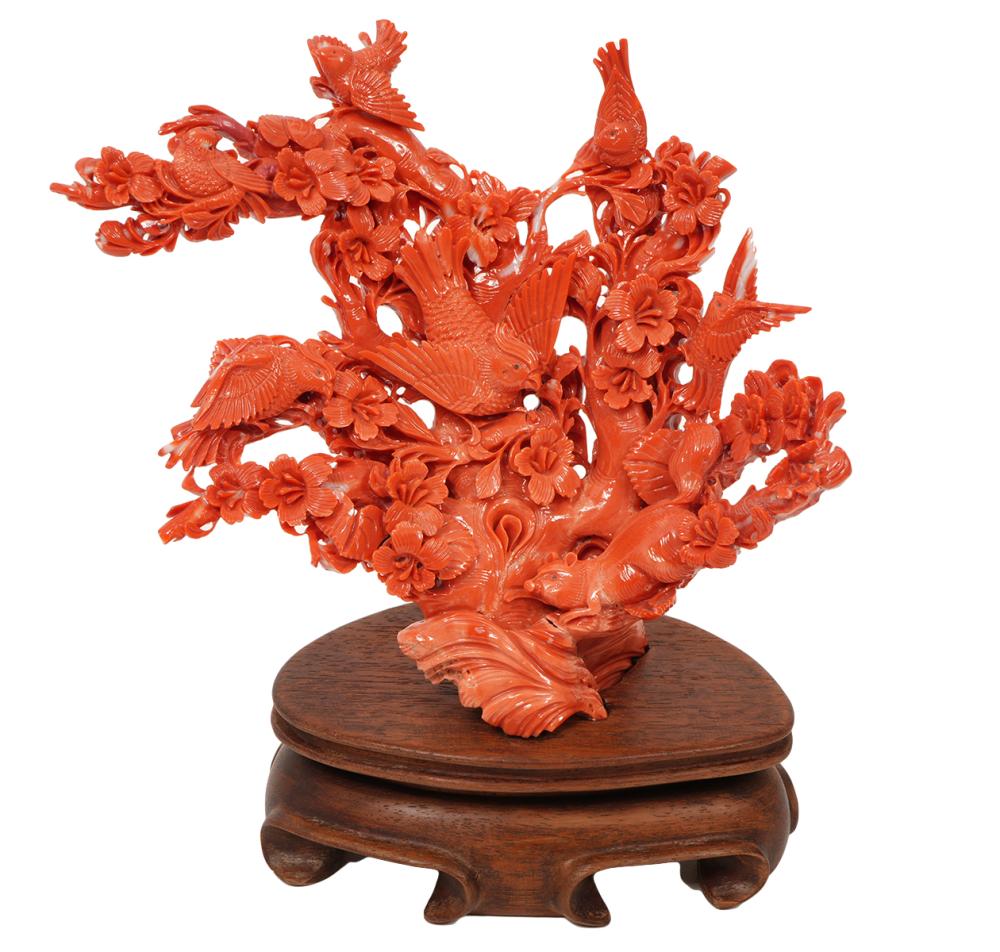 CHINESE CARVED CORAL BRANCHES WITH 301141