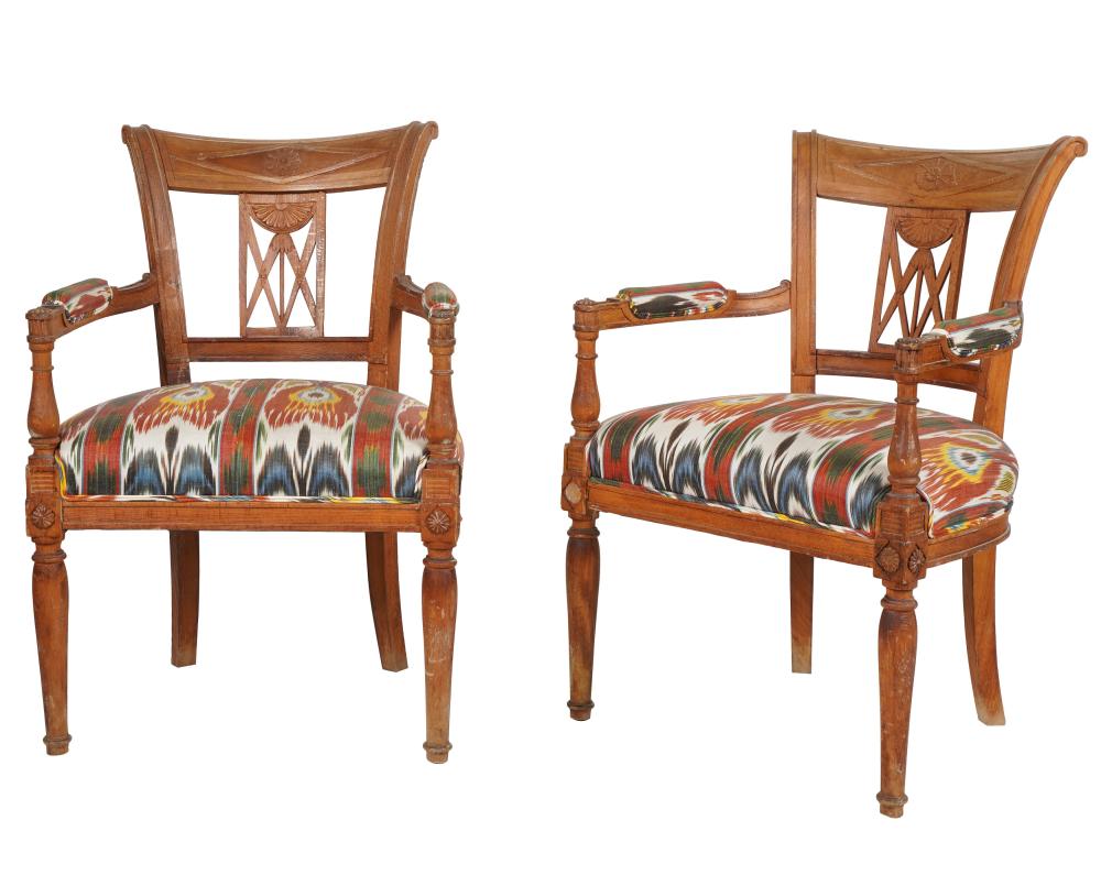 PAIR OF CARVED ARMCHAIRSmodern;