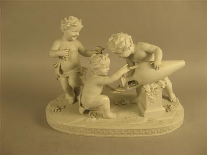 French bisque bacchic figure group 