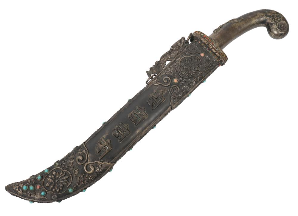 TIBETAN ANTIQUE SILVER SWORD &