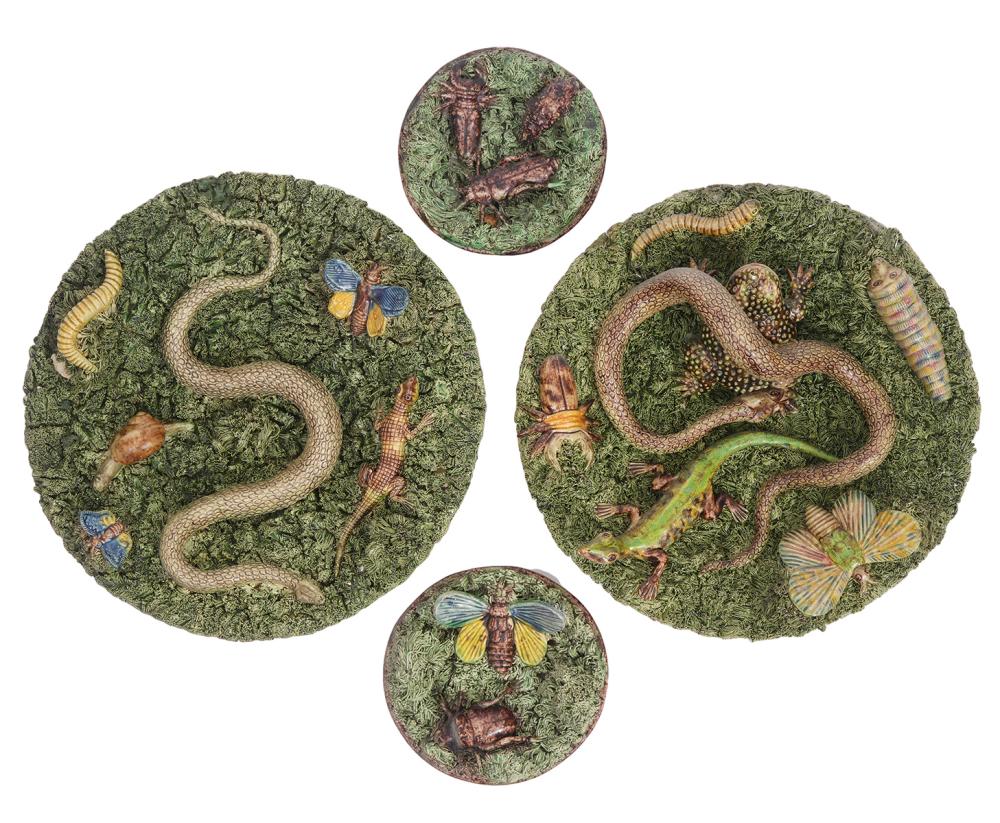 4 MAJOLICA WARE PALISSY PLATES4